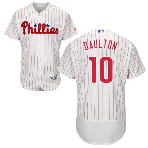 Phillies #10 Darren Daulton White(Red Strip) Flexbase Authentic Collection Stitched MLB Jersey
